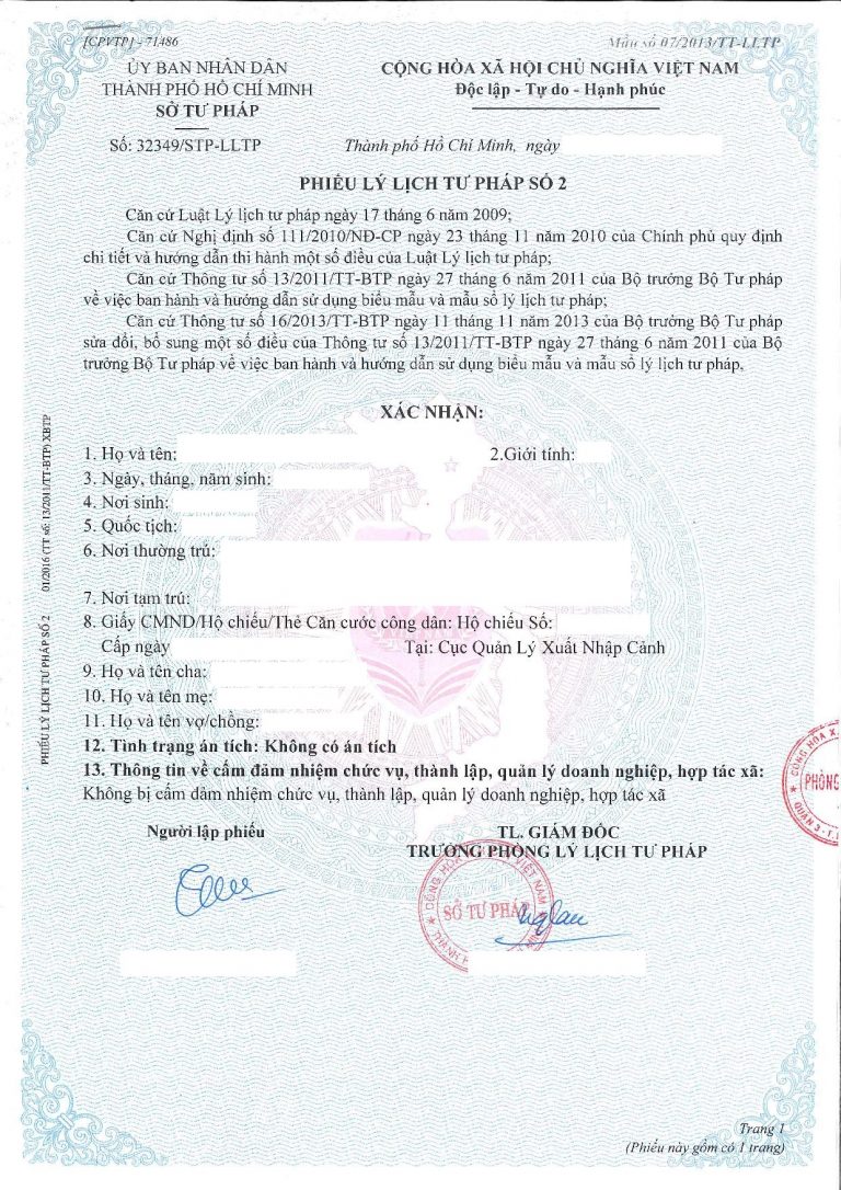 Things Must Know About Vietnamese Criminal Record Certificate No.2 ...